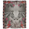 813 - Annalisa Giuntini - Silk Scarf with Zebras, Palm Leaves and Flowers - Scarves and Foulard - Scarf of High Quality Luxury - Avvenice