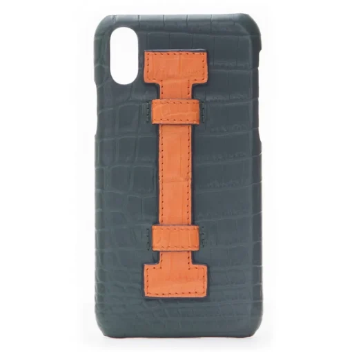 2 ME Style - Case Fingers Croco Green / Orange - iPhone XR - Crocodile Leather Cover - Avvenice