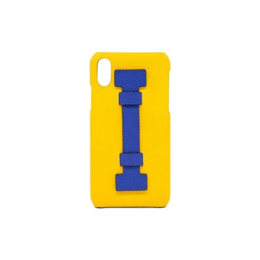 2 ME Style - Case Fingers Leather Yellow / Blue - iPhone XS Max - Leather Cover - Avvenice