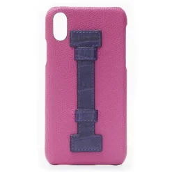 2 ME Style - Case Fingers Leather Fucsia / Croco Purple - iPhone X / XS - Crocodile Leather Cover - Avvenice