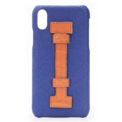 2 ME Style - Case Fingers Leather Blue / Croco Orange - iPhone XS Max - Crocodile Leather Cover - Avvenice
