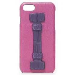 2 ME Style - Case Fingers Leather Fucsia / Croco Purple - iPhone 8 / 7 - Crocodile Leather Cover - Avvenice