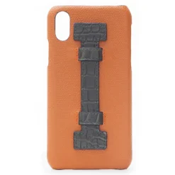 2 ME Style - Case Fingers Leather Orange / Croco Green - iPhone XS Max - Crocodile Leather Cover - Avvenice