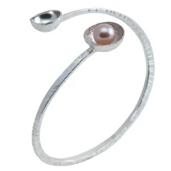 Ab Ove - Bracelet Contrariè in Silver with Pearl - Venus Collection - Handcrafted Bracelet - High Quality Luxury - Avvenice