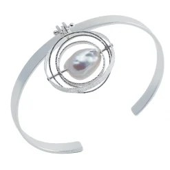 Ab Ove - Bracelet in Silver with River Baroque Pearl - Kinetic Collection - Handcrafted Bracelet - High Quality Luxury - Avvenice