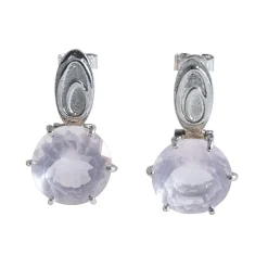 Ab Ove - Earrings in Silver with Pink Quartz Stone ct 20 - Iris Collection - Handcrafted Earrings - High Quality Luxury - Avvenice