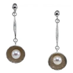 Ab Ove - Earrings in Silver with River Pearls - Venus Collection - Handcrafted Earrings - High Quality Luxury - Avvenice