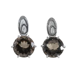 Ab Ove - Earrings in Silver with Fumè Quartz Stone ct 20 - Iris Collection - Handcrafted Earrings - High Quality Luxury - Avvenice