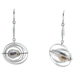 Ab Ove - Earrings in Silver with River Baroque Pearls - Kinetic Collection - Handcrafted Earrings - High Quality Luxury - Avvenice