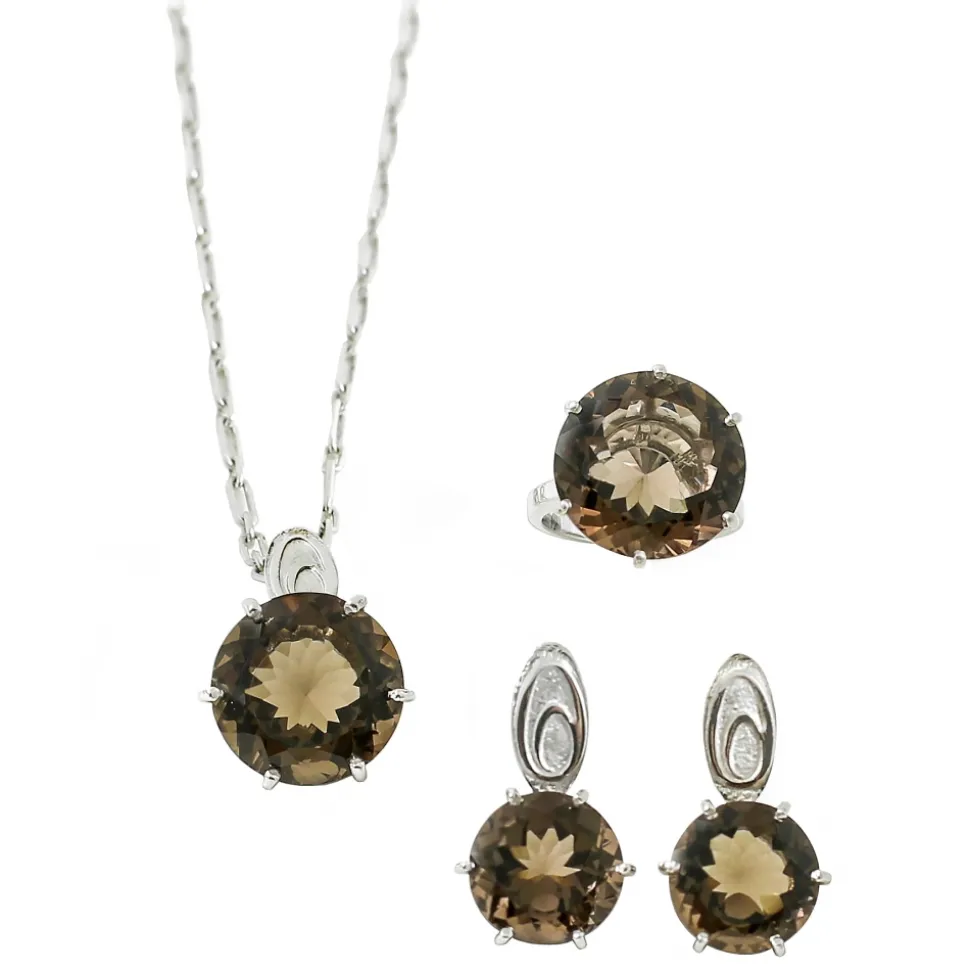 Ab Ove - Pendant in Silver with with Fumè Quartz Stone ct 20 - Iris Collection - Handcrafted Necklace - High Quality Luxury - Avvenice