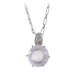 Ab Ove - Pendant in Silver with with Pink Quartz Stone ct 20 - Iris Collection - Handcrafted Necklace - High Quality Luxury - Avvenice