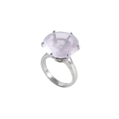 Ab Ove - Ring in Silver with Pink Quartz Stone ct 20 - Iris Collection - Handcrafted Ring - High Quality Luxury - Avvenice