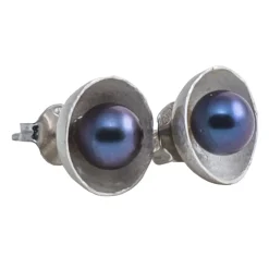 Ab Ove - Round Earrings in Silver with River Pearls - Venus Collection - Handcrafted Earrings - High Quality Luxury - Avvenice