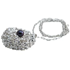 Ab Ove - Twine Round Small Pendant in Silver with River Pearl - Twine Collection - Handcrafted Necklace - High Quality Luxury - Avvenice