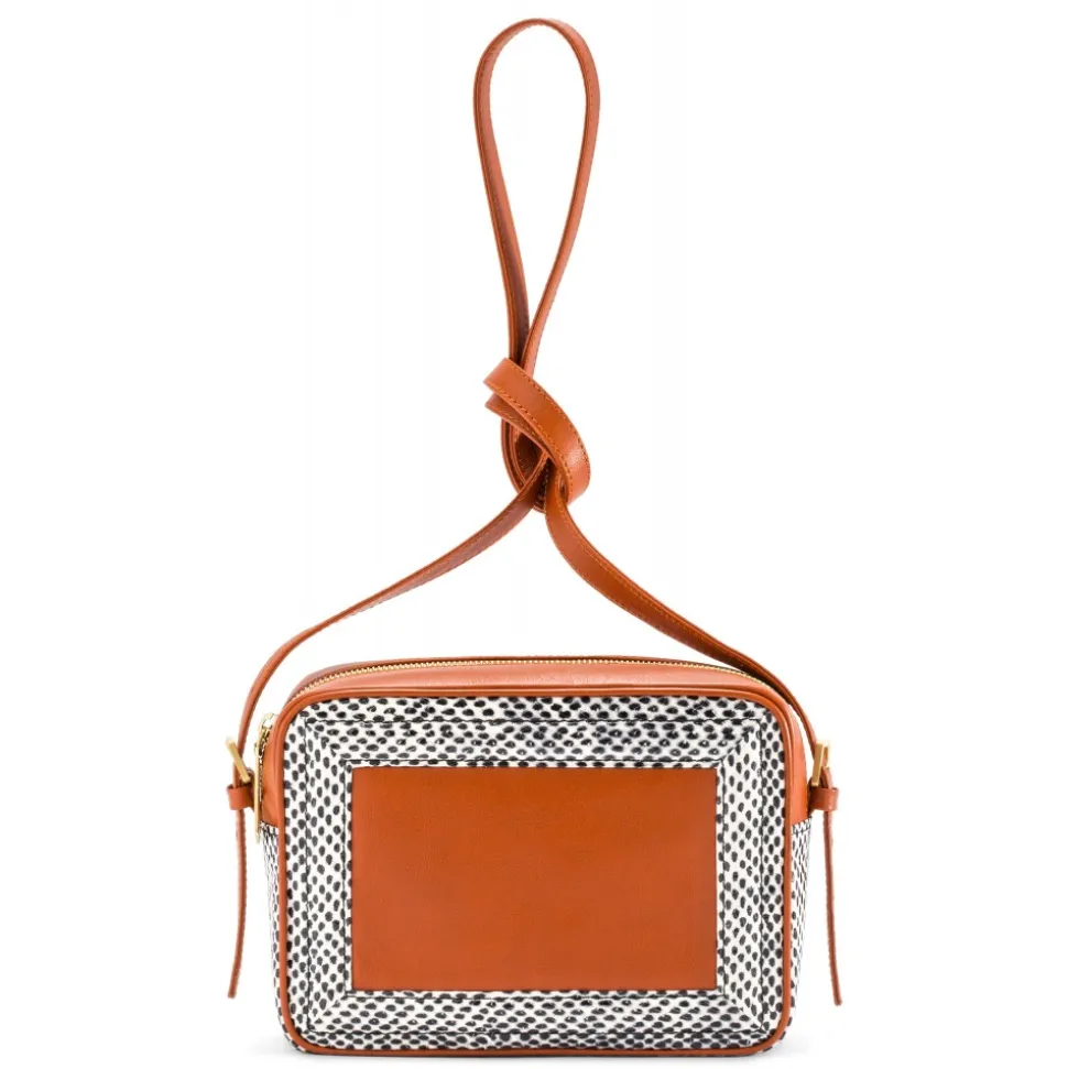 Aleksandra Badura - Camera Bag - Python & Calfskin Mini Bag - Orange Pois - Luxury High Quality Leather Bag - Avvenice