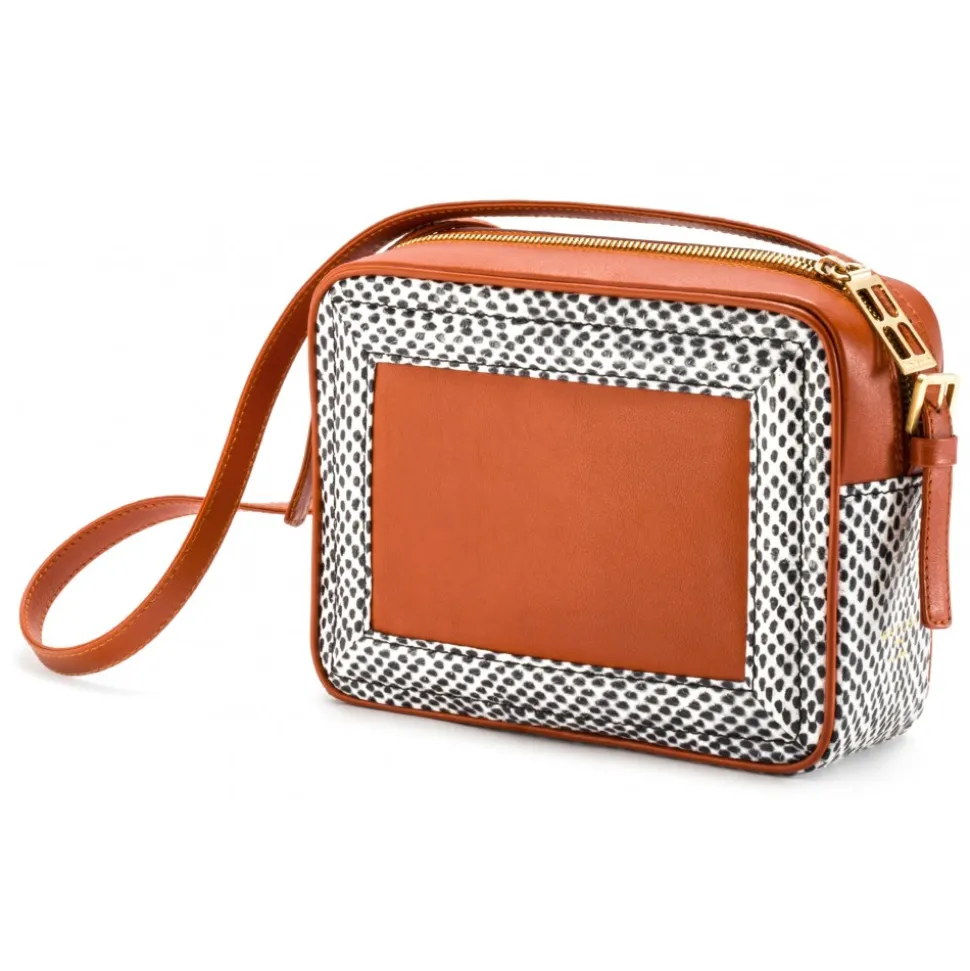 Aleksandra Badura - Camera Bag - Python & Calfskin Mini Bag - Orange Pois - Luxury High Quality Leather Bag - Avvenice