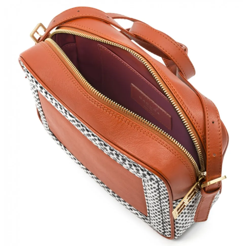 Aleksandra Badura - Camera Bag - Python & Calfskin Mini Bag - Orange Pois - Luxury High Quality Leather Bag - Avvenice
