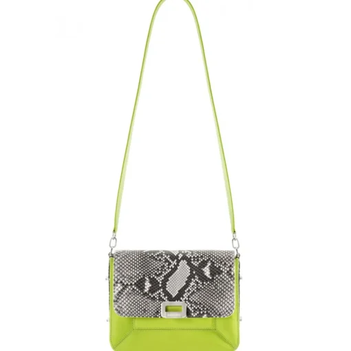 Aleksandra Badura - Candy Bag Large - Python & Calfskin Shoulder Bag - Lime Stone - Luxury High Quality Leather Bag - Avvenice