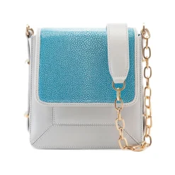 Aleksandra Badura - Candy Bag - Stingray & Calfskin Shoulder Bag - Turquoise and White Ice - Luxury High Quality Leather Bag - Avvenice