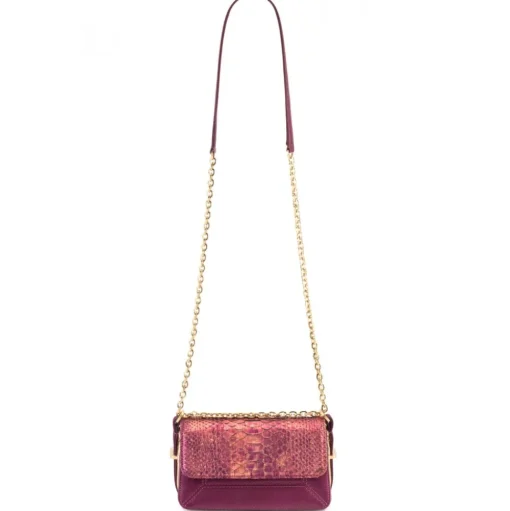 Aleksandra Badura - Candy Bag Mini - Python Shoulder Bag - Richelieu & Gold - Luxury High Quality Leather Bag - Avvenice