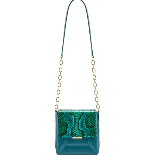 Aleksandra Badura - Candy Bag - Python & Calfskin Shoulder Bag - Deep Teal - Luxury High Quality Leather Bag - Avvenice