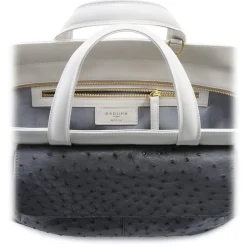 Aleksandra Badura - Cherie Bag - Ostrich & Calfskin Tote Bag - Midnight Blue - Luxury High Quality Leather Bag - Avvenice