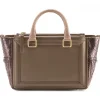 Aleksandra Badura - Ladylike Bag - Calfskin & Python Top-Handle Tote Bag - Taupe & Purple - Luxury High Quality Leather Bag - Avvenice