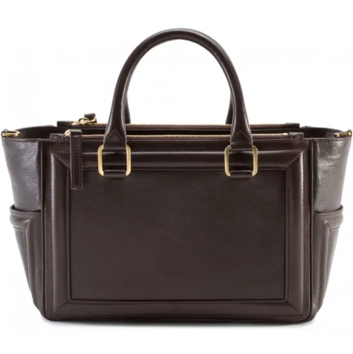 Aleksandra Badura - Ladylike Bag - Calfskin Top-Handle Tote Bag - Chocolate - Luxury High Quality Leather Bag - Avvenice