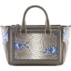 Aleksandra Badura - Ladylike Bag - Calfskin & Python Top-Handle Tote Bag - Grey & Iris - Luxury High Quality Leather Bag - Avvenice