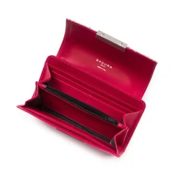Aleksandra Badura - Small Leather Goods - Continental Wallet in Python & Calfskin - White & Fuchsia - Luxury High Quality - Avvenice