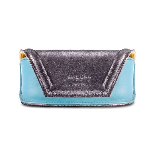 Aleksandra Badura - Small Leather Goods - Sunglasses Case in Calfskin -  Blue & Silver - Luxury High Quality - Avvenice