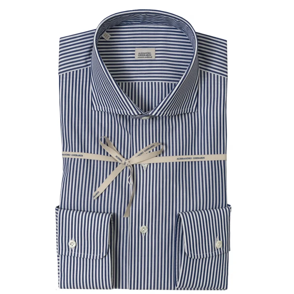 Alessandro Gherardi - Long Sleeve Shirt - Blue Stripe - Shirt - Handmade in Italy - Luxury Exclusive Collection - Avvenice