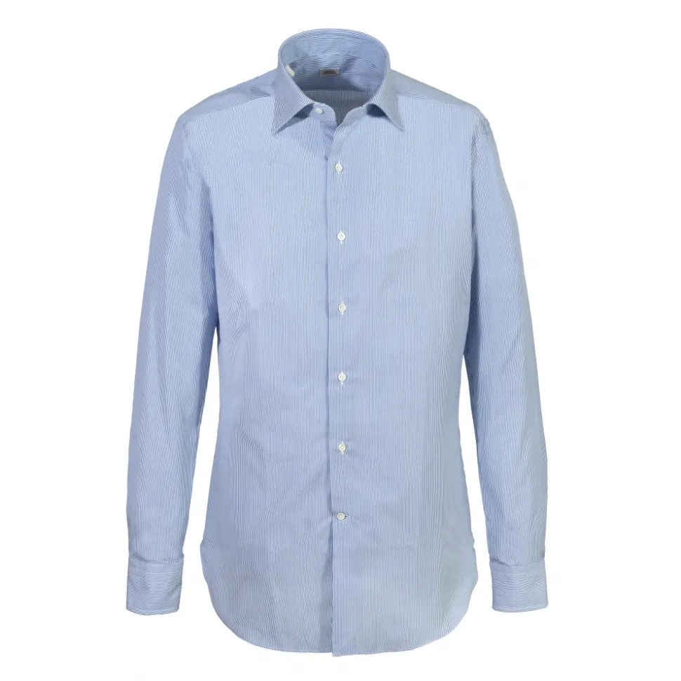 Alessandro Gherardi - Long Sleeve Shirt - Light Blue on White - Shirt - Handmade in Italy - Luxury Exclusive Collection - Avvenice