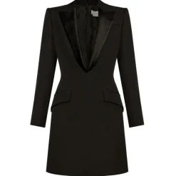 Alexander McQueen - Black Peak Lapel Dress - Black - Alexander McQueen Exclusive Luxury Collection - Avvenice