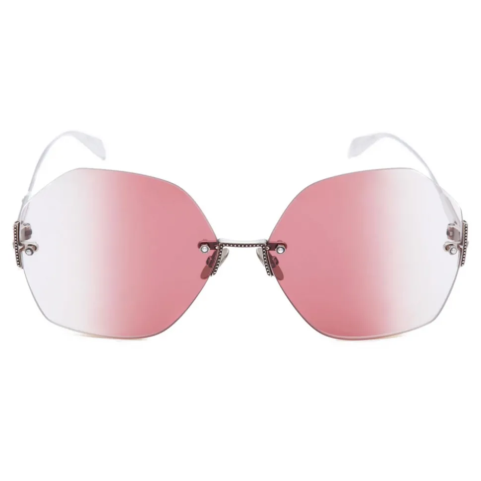 Alexander McQueen - Jeweled Hexagonal Sunglasses - Silver Red - Alexander McQueen Eyewear - Avvenice