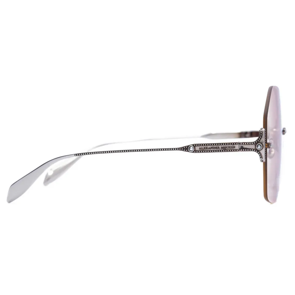 Alexander McQueen - Jeweled Hexagonal Sunglasses - Silver Red - Alexander McQueen Eyewear - Avvenice