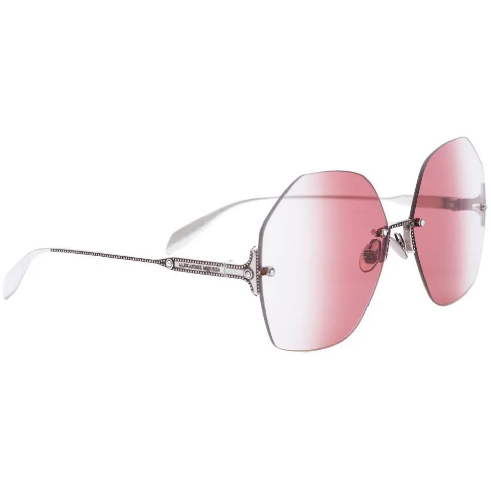 Alexander McQueen - Jeweled Hexagonal Sunglasses - Silver Red - Alexander McQueen Eyewear - Avvenice