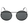 Alexander McQueen - Metal Round Piercing Sunglasses - Matte Black - Alexander McQueen Eyewear - Avvenice