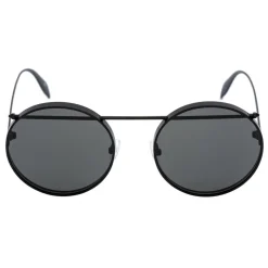 Alexander McQueen - Metal Round Piercing Sunglasses - Matte Black - Alexander McQueen Eyewear - Avvenice