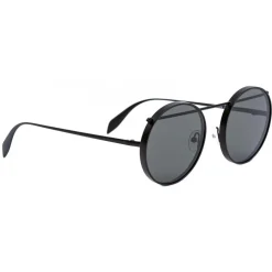 Alexander McQueen - Metal Round Piercing Sunglasses - Matte Black - Alexander McQueen Eyewear - Avvenice