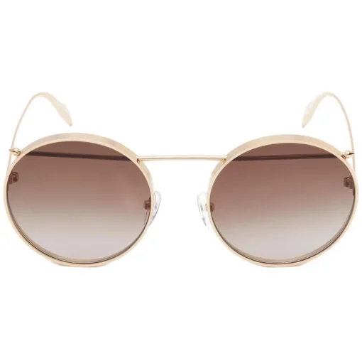 Alexander McQueen - Metal Piercing Frame Sunglasses - Gold Brown - Alexander McQueen Eyewear - Avvenice