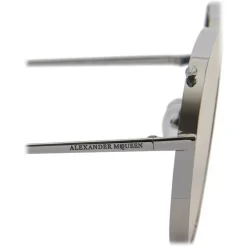 Alexander McQueen - Metal Aviator Piercing Sunglasses - Silver Violet - Alexander McQueen Eyewear - Avvenice