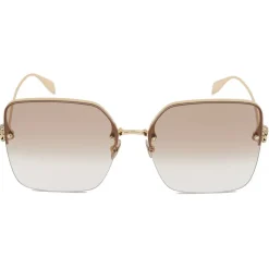 Alexander McQueen - Skull Jeweled Square Sunglasses - Gold Brown - Alexander McQueen Eyewear - Avvenice