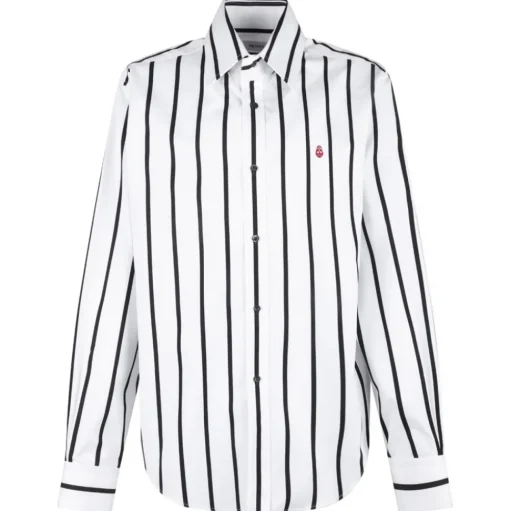 Alexander McQueen - Skull Striped Shirt - White Black - Alexander McQueen Exclusive Luxury Collection - Avvenice