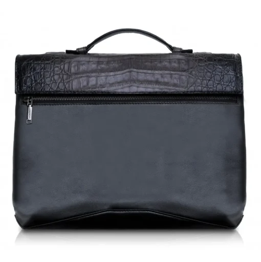Ammoment - Caiman in Degrade Coal New Age - Leather Briefcase -  Orion Business Bag - Avvenice