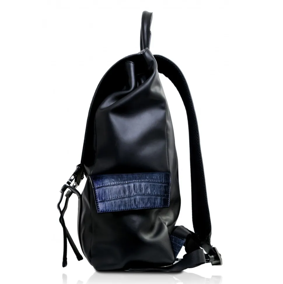 Ammoment - Caiman in Degrade Navy-Black - Leather Zane Large Backpack - Avvenice
