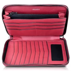 Ammoment - Caiman in Degrade Terracota-Black - Leather Large Long Zipper Wallet - Avvenice