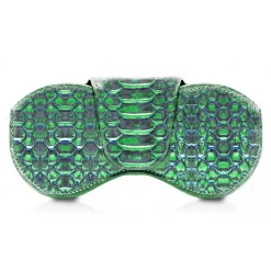 Ammoment - Eyeglass Case - Python in Crocus Green Metallic - Luxury Eyeglass Leather Cover - Avvenice