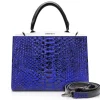 Ammoment - Jena Handbag Large in Python - NYX Blue - Luxury High Quality Leather Bag - Avvenice