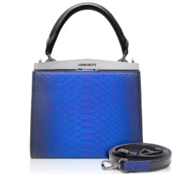 Ammoment - Jena Handbag Small in Python - Petale Blue - Luxury High Quality Leather Bag - Avvenice